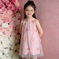 【kids】girls' summer dress - 3d floral mesh princess dress - baby birthday party super fairy gown