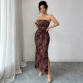 new burgundy spaghetti strap mesh sequin sexy casual dress - european & american style