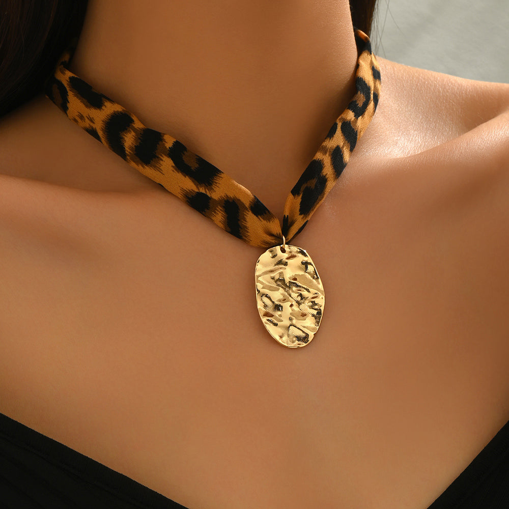 Processing personalized cross necklace cross-border leopard print flower heart pendant summer ocean shell clavicle chain chain