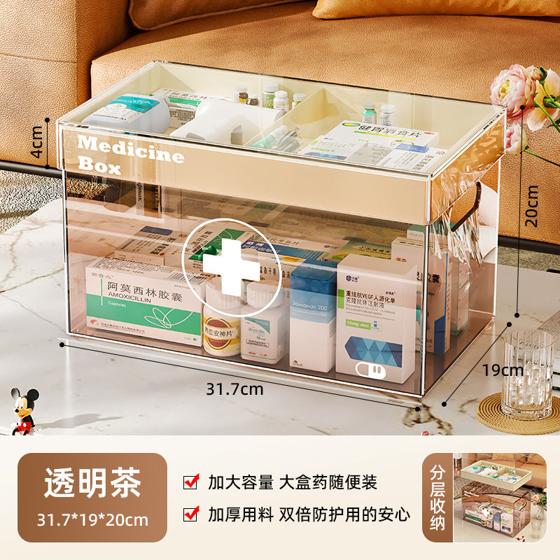 Multi-layer medicine box household home medical box partition storage medicine box storage box double-layer transparent portable medical box