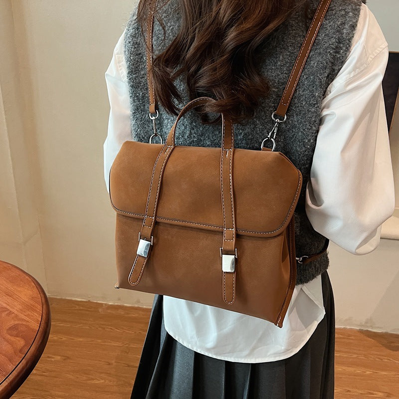 Retro oil wax leather backpack women's high-end sense niche portable shoulder large bag large capacity travel backpack tote bag
