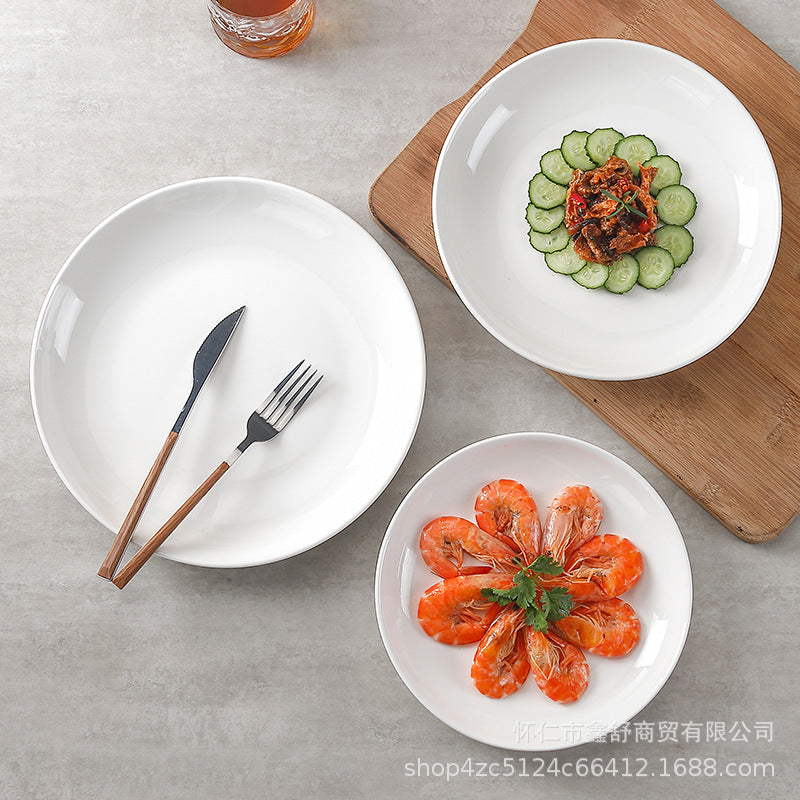 Chinese pure white thickened ceramic hot dish deep round plate chopped pepper fish head plate plate commercial hotel preparation plate tableware