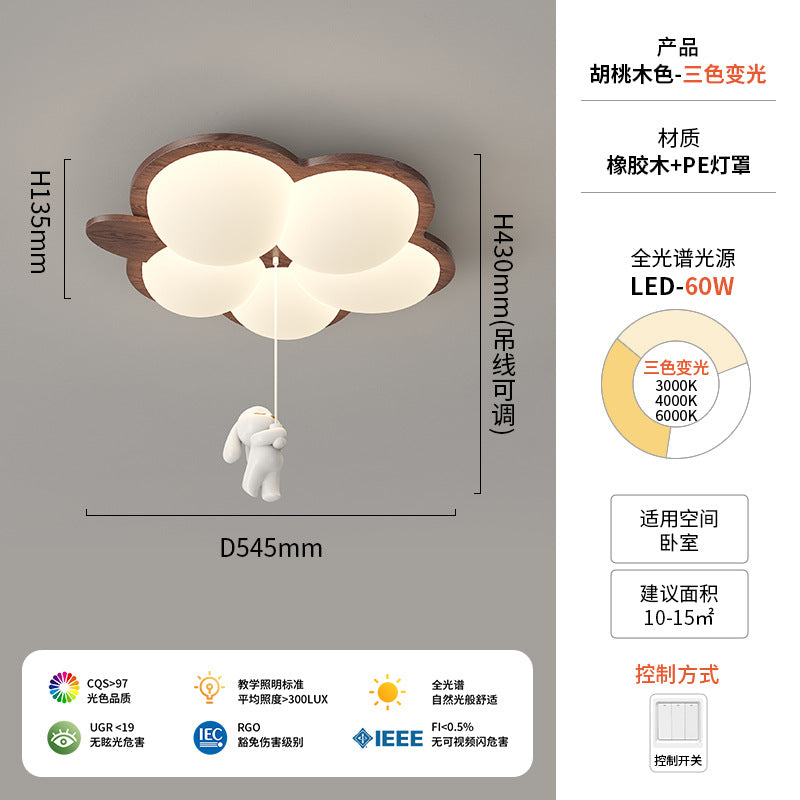 Walnut ceiling light cream antique children's room light creative modeling intelligent lighting warm bedroom light
