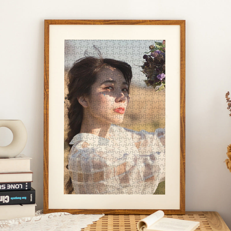 Solid wood DIY puzzle photo frame custom square mounted wall sketch picture frame A3A48K4K poster frame wholesale