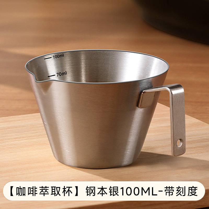 Coffee liquid extraction cup stainless steel measuring cup with scale liquid cup latte art cup milk foam cup coffee cup coffee utensils