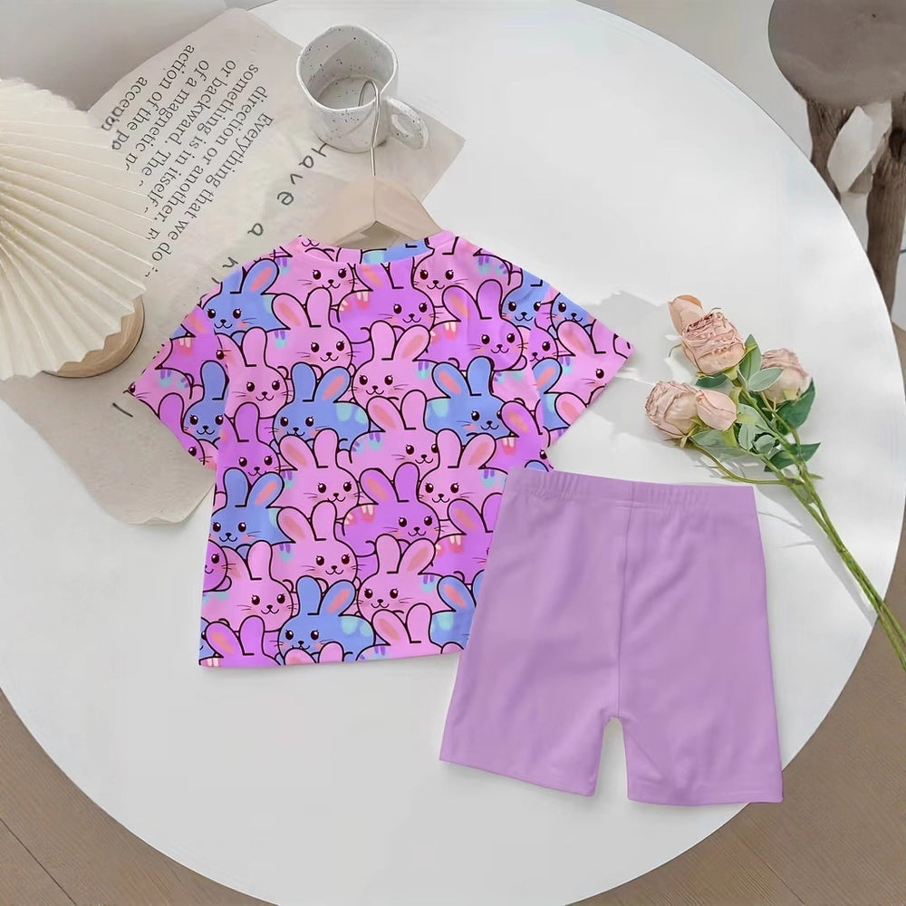 wholesale girls' short-sleeve and shorts sets, fashionable spring, summer, and autumn outfits for girls