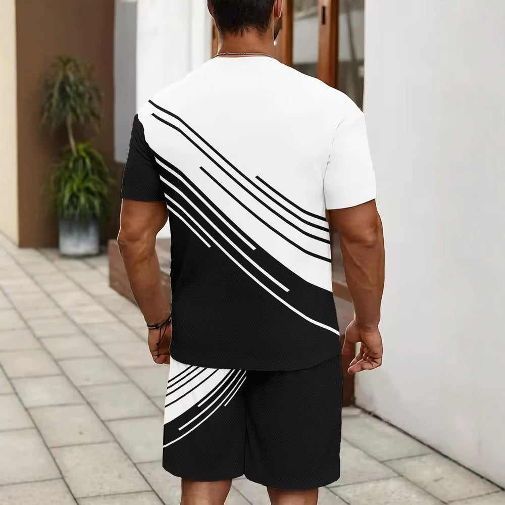 men's short-sleeve and shorts set, casual sportswear set, 3d printed cross-border hot seller, dropshipping available
