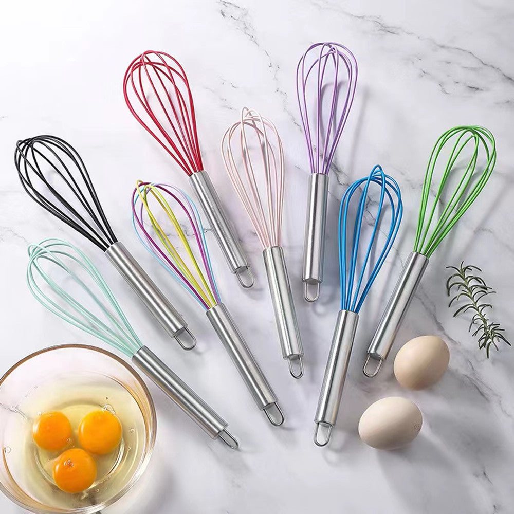 Stainless steel silicone whisk - manual egg beater - baking tool - cream whipper