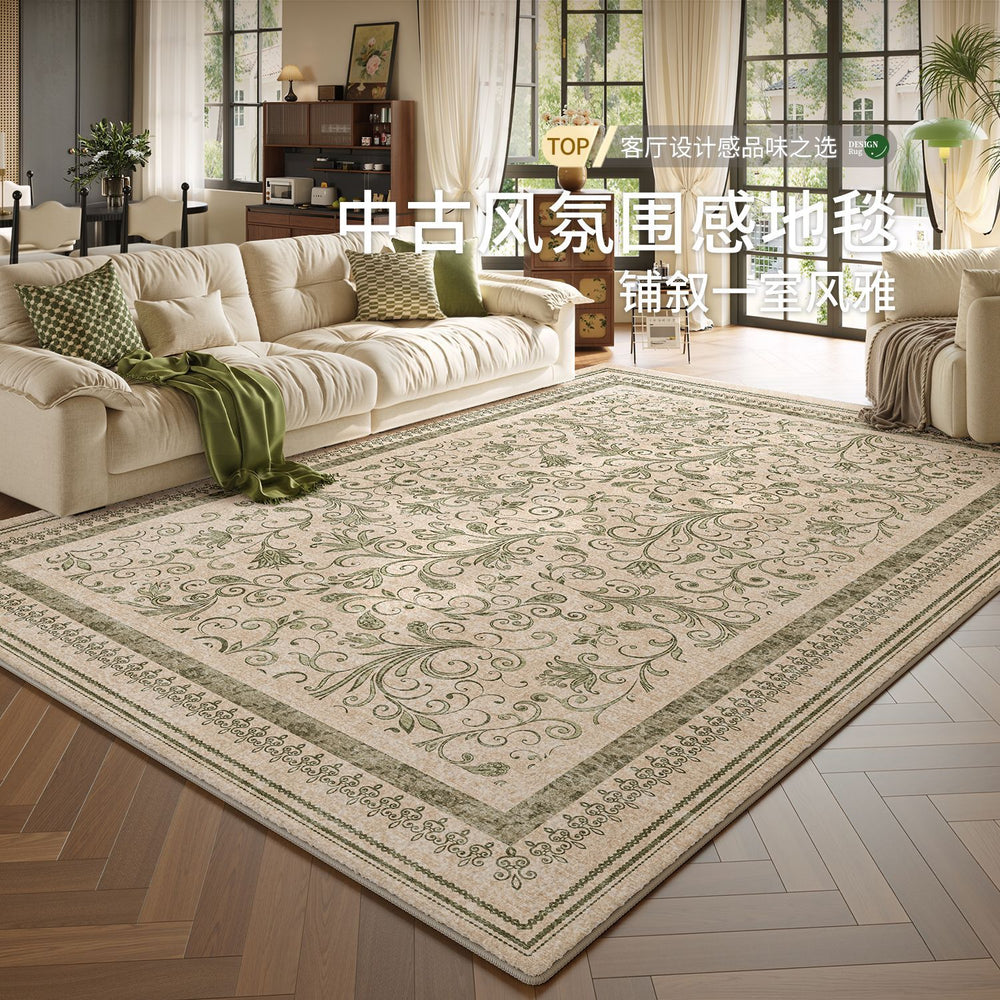 Green carpet living room retro style sofa coffee table floor mat waterproof and anti-fouling bedroom large area full bedside blanket