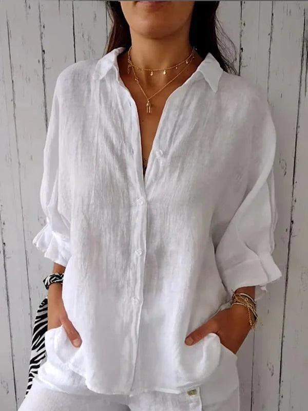 2024 european and american amazon spring collection: european and american cotton linen tie-back design shirt - fashionable long sleeve, light luxury