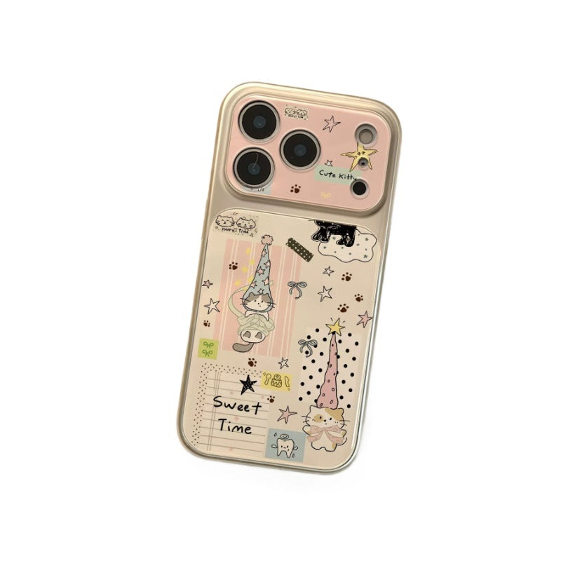 Long hat cat phone case for iphone 18, apple 17 pro max, bowknot star 16, anti-drop protective cover
