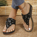 plus sizeexport rivet flower flip-flops in stocksummernew arrivalsense of design wedge heel flip-flops
