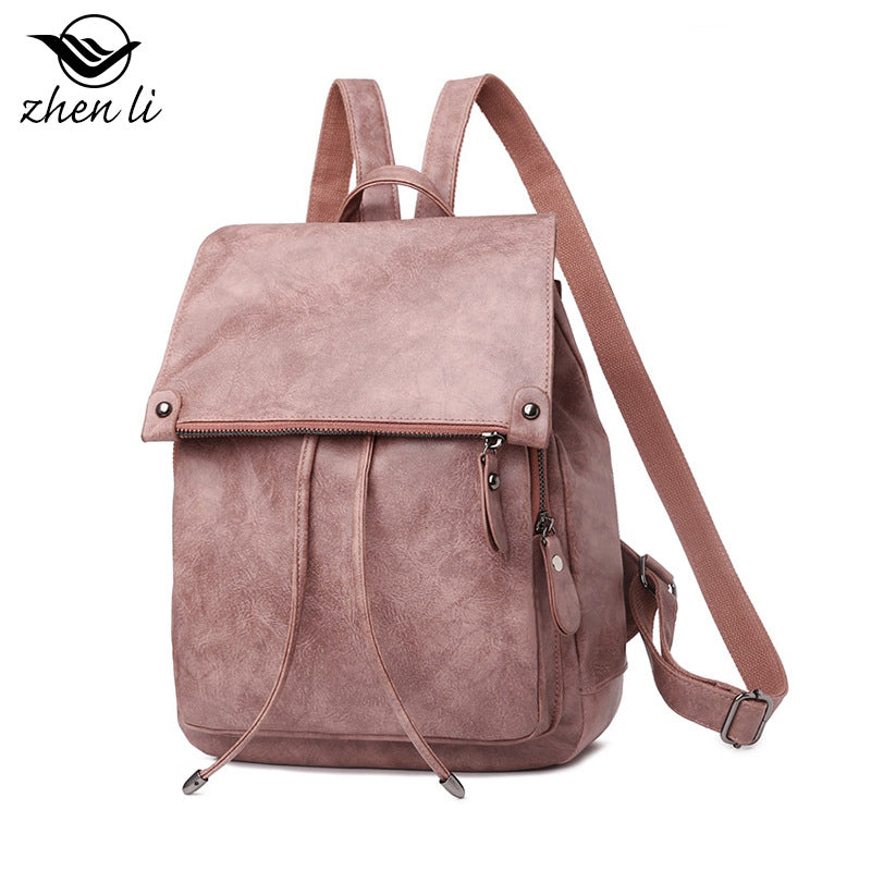 Cross-border women's backpack retro versatile PU soft leather small backpack backpack women's anti-theft travel backpack