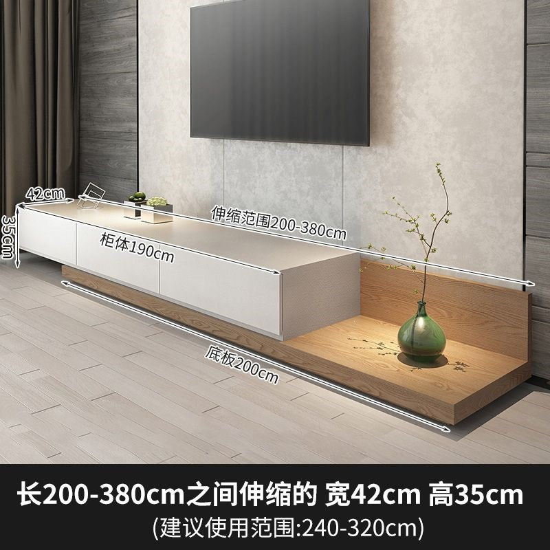 Minimalist extendable tv stand - space-saving, floor-standing coffee table for small apartments - modern, light luxury floating floor cabinet for living room