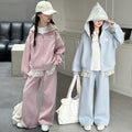 Girls' spring/autumn tracksuit set - stylish hooded wide-leg pants for older girls,  new korean style two-piece outfit