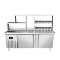 Commercial water bar & milk tea station - stainless steel refrigerated workstation - all-in-one cabinet - customizable coffee shop bar set
