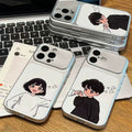 Suitable for apple 17pro matte silver electroplated shell, black clothes boy, white clothes girl, couple iphone18 mobile phone case