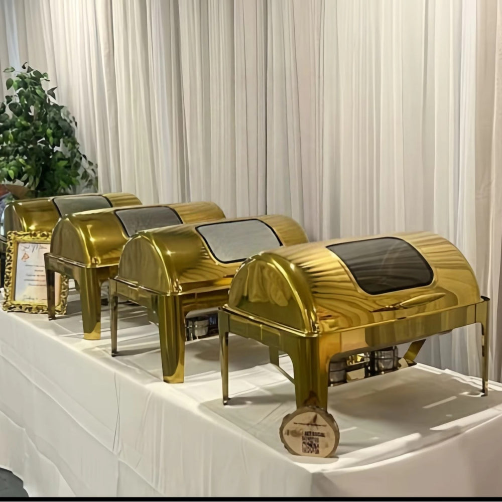 Gold-plated stainless steel buffet warming cabinet - commercial warming oven for hotel breakfast buffets