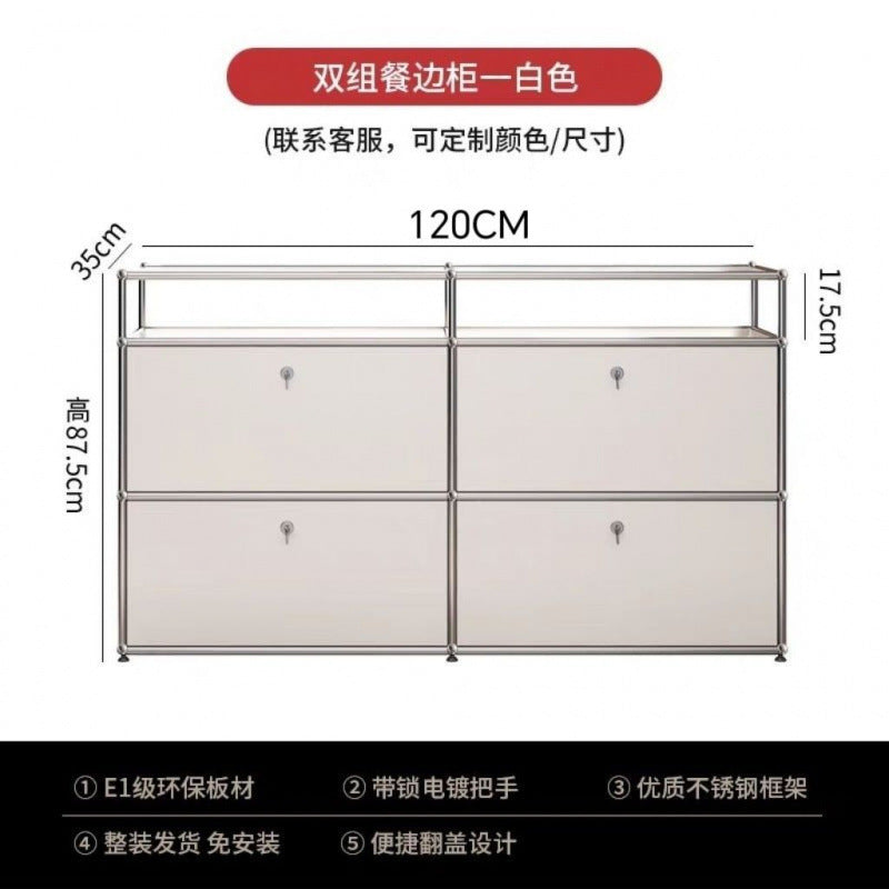 Stainless steel medieval bedside table USM bedroom modern simple shelf ins module storage TV side cabinet complete