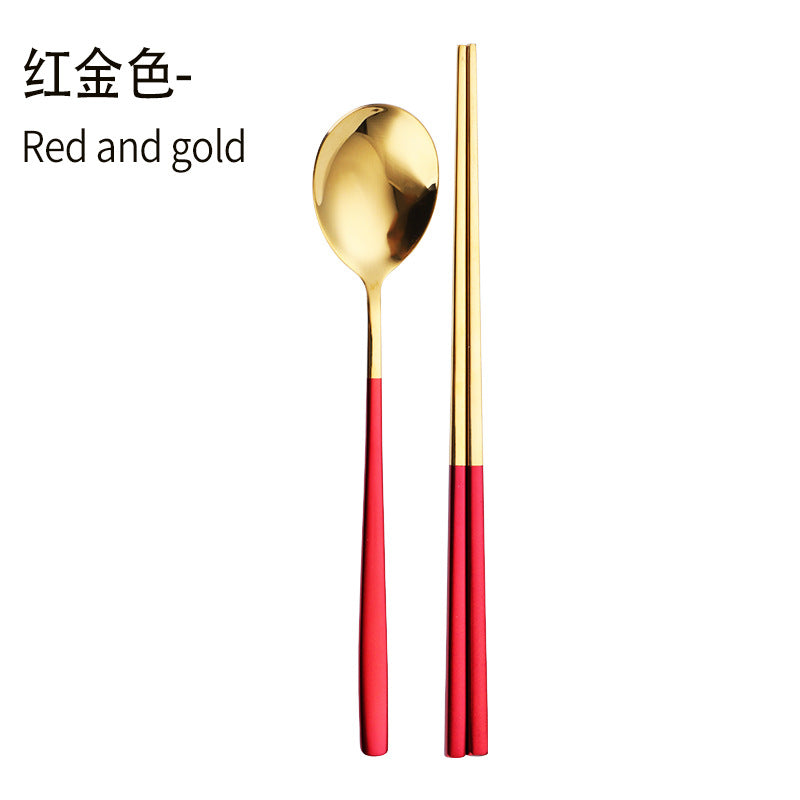 Daoqi 304 stainless steel portable tableware high value gift box spoon chopsticks two-piece set creative simple Korean tableware