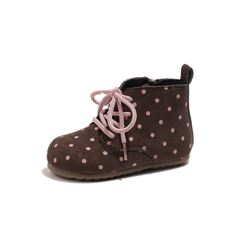 Polka dot ugly Birkenstock boots 2025 spring and autumn new Korean version of girls round head British style Martin boots soft-soled short boots