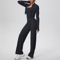 pure color brushed tight tank top wide-leg long three-piece set sports running fitness yoga suit