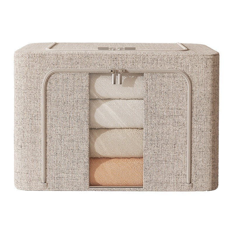 Real cotton and linen thickened clothes storage box Fabric clothing finishing box Foldable household goods large-capacity Baina box