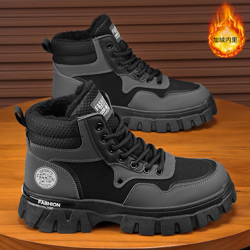 Winter men's shoes 2025 new men's martin boots fleece-linedheattechtrendyeasiest for matchworkwear shoesnon-slipabrasion resistant men's boots