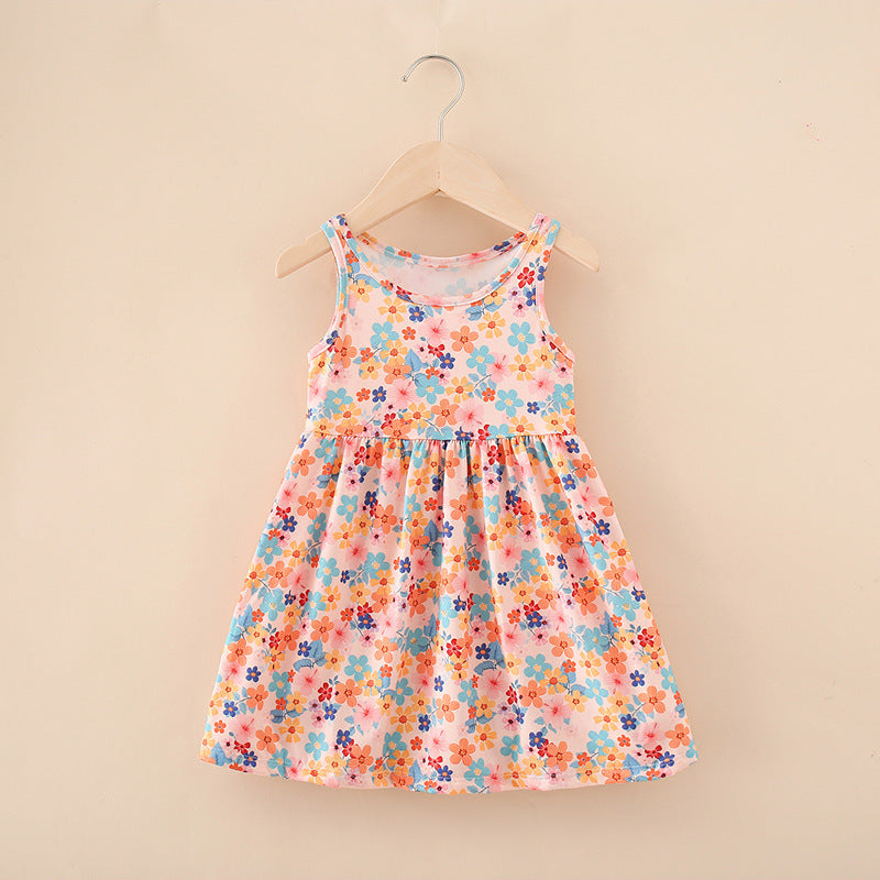 summer korean style girls' and boys' unisex children's printed milk silk sundress