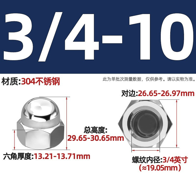 304/201/316 stainless steel round ball head nut cover type decorative screw cap female cap 3M4M5M6M8