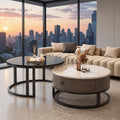 Rock slab coffee table living room solid wood table balcony small apartment for homecasualaccessible luxury round side table retractable combination