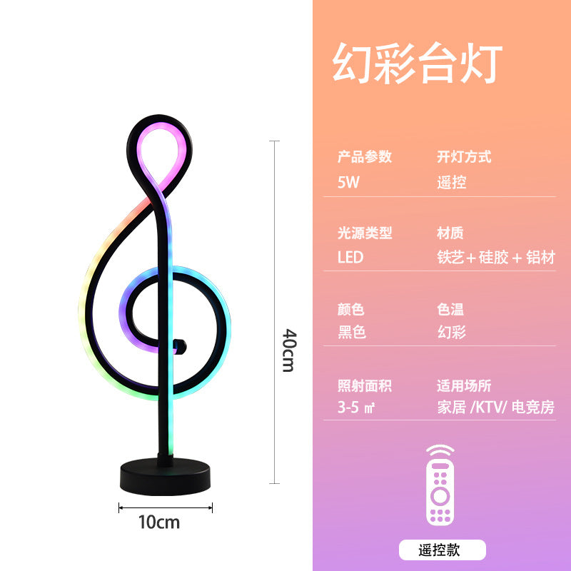 Art deco table lamp - modern minimalist ambient rgb light - bedroom bedside desk creative iridescent smart night light