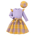 Kids' long-sleeve ruffle-trimmed plaid skirt set - clearance sale
