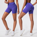 Fashion cross-border high waistslimming look yoga shorts elastic tight running loose pants tummy control cycling pants fitness shorts
