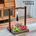 Walnut color fruit plate with handle chinoiseriefor home living room nut plate tea snack plate snack candy dried fruit box compartment plate