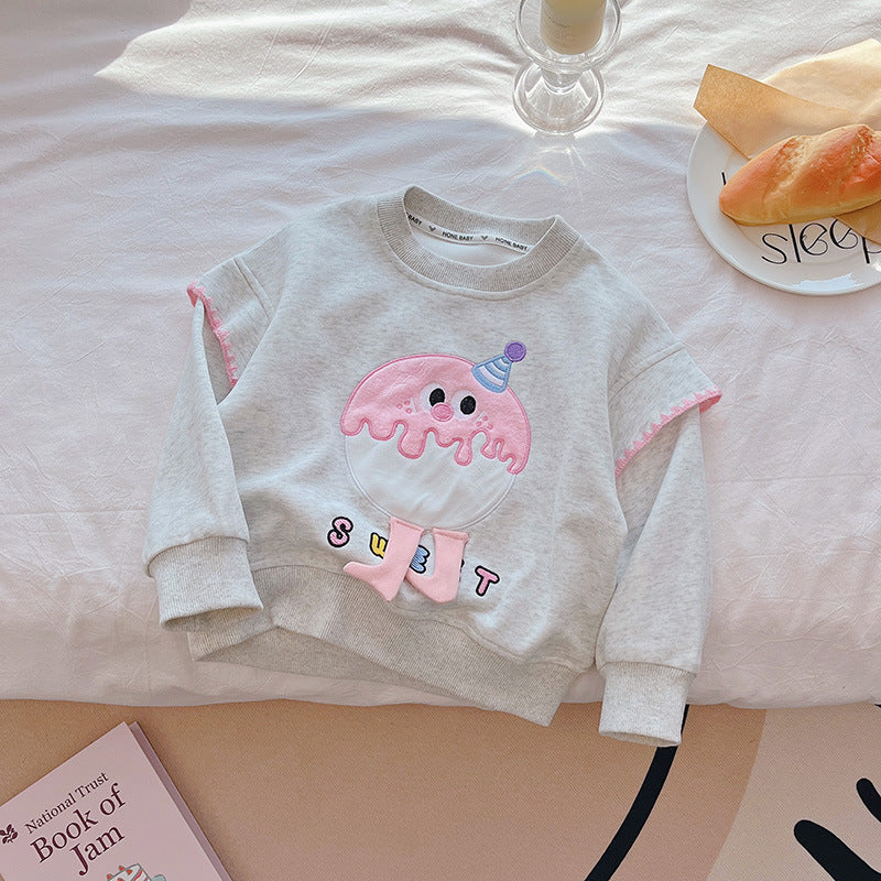【sweatshirt collection】girls' sweatshirt - new spring/autumn cartoon long sleeve fashionable and stylish casual top for little girls