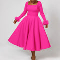 D451 party dress independent station winter elegant elegance fur decoration large skirt dress african dress