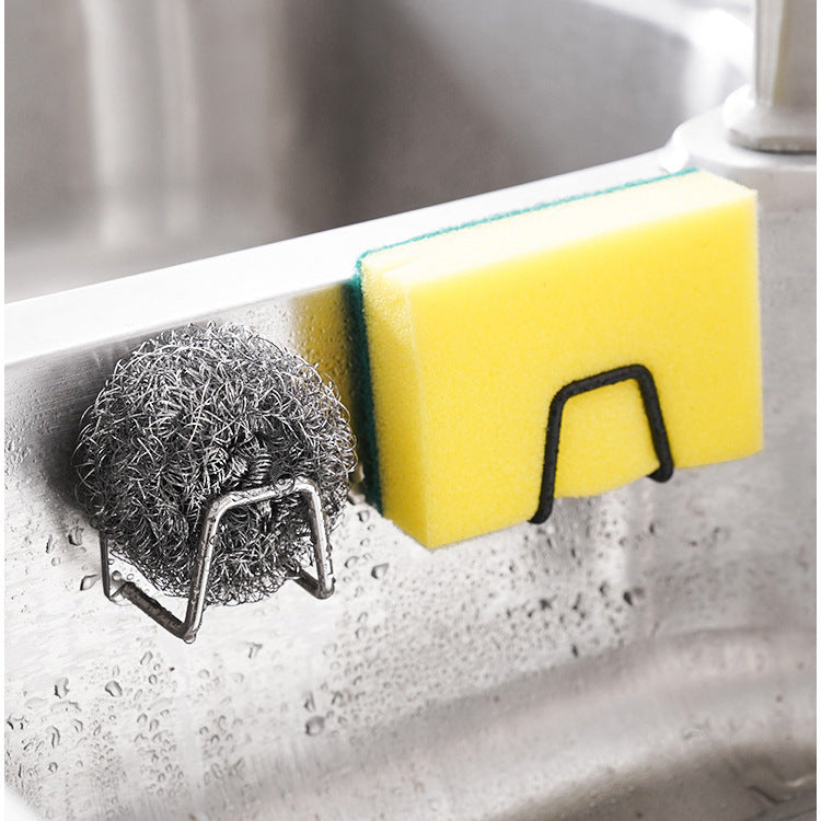 Stainless steel sponge drain rack non-punching kitchen sink cover steel wire ball pot cover storage wall-mounted cloth rack