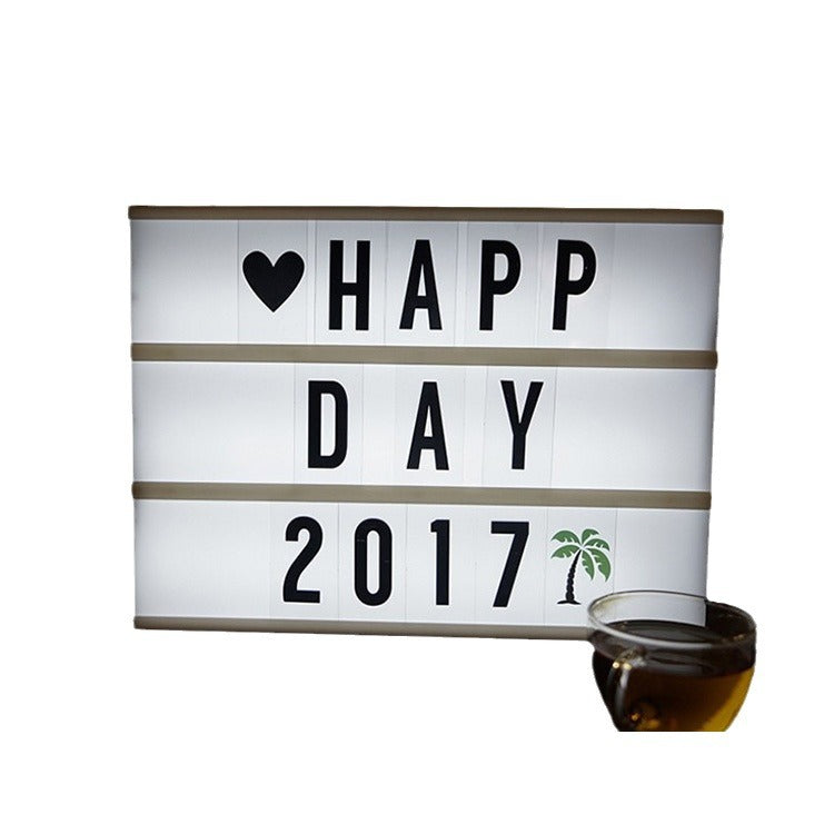 INS popular hot-selling LED letter DIY puzzle card light box room proposal birthday decoration A4 letter light box