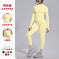 European and american seamless yoga set - slim fit zipper jacket & peach lift butt leggings - women's activewear workout outfit