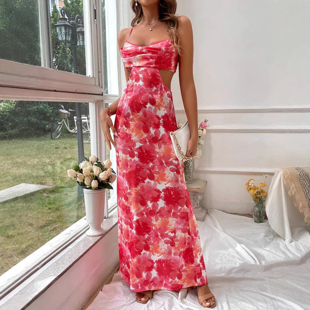 tk cross-border new arrival: ruffled backless tank dress - elegant evening gown