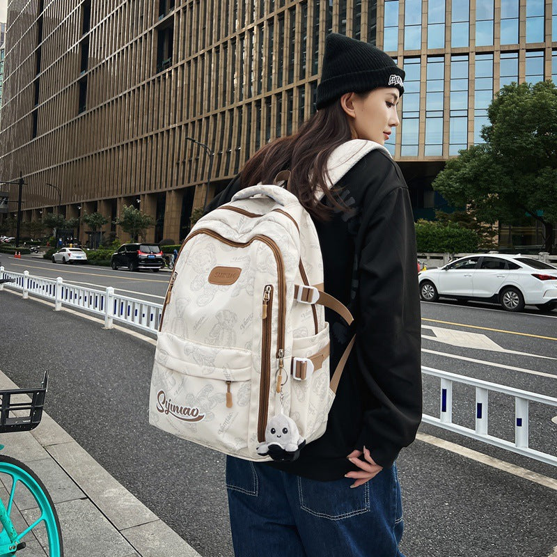 Simple and versatile ins campus style backpack female solid color large capacity high school student schoolbag travel computer backpack