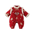 Baby winter onesie new year's outfit, new year's greeting outfit, winter clothes, newborn baby 100-day celebration, first birthday red dress, romper