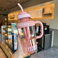 Summer's hottest selling women's high-style insulated tumbler! large capacity, portable, with straw, plastic cup, cute belly design, and handle