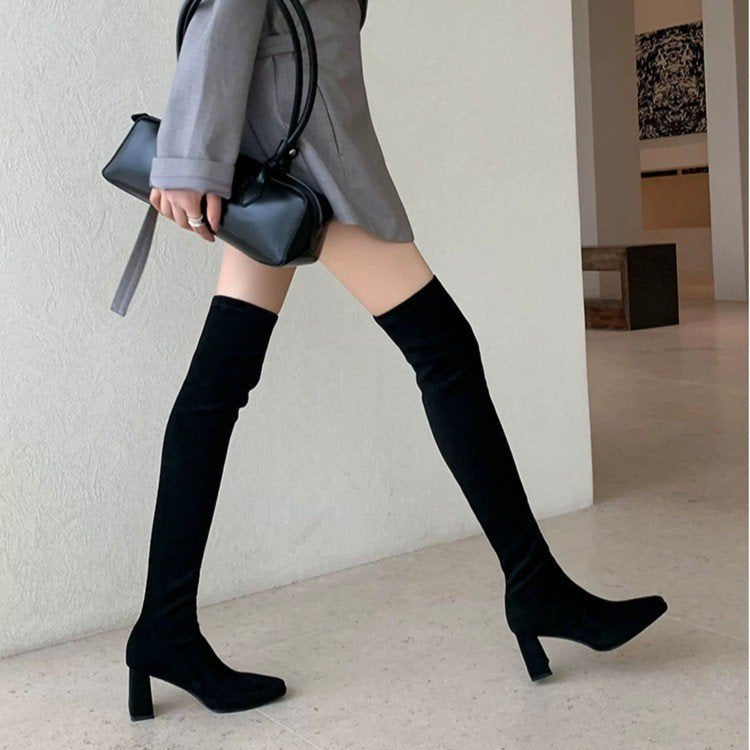 winter new arrival: plus size fleece-lined over-the-knee boots for cross-border e-commerce. sizes 35-42 available. wholesale options available. dropshipping for  and