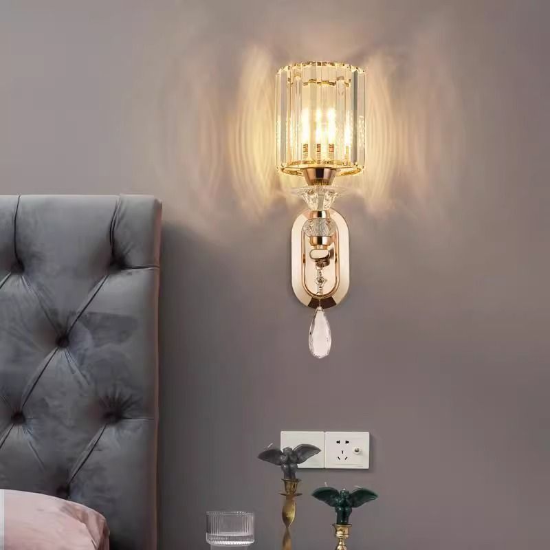 Minimalist modern luxury crystal wall sconce - bedroom bedside lamp, wall light for stairwells, hallways, living room accent wall, led lighting fixture