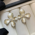 Sterling silver needle stylishniche styleclassy white enamel flower earrings iris flower blooming popularelegantclassy earrings