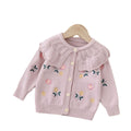 Girls' cardigan sweater,  autumn/winter new collection, kids' knitted outerwear, baby all-over embroidered top - dropshipping available