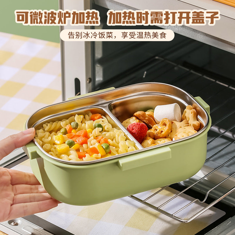 Divided bento box, 304 stainless steel lunch box, student & office worker, microwaveable, sealed meal container, cute cartoon design