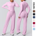 High-waisted, wide-leg, straight-leg pants with a cloud-like feel, quick-drying, zippered jacket, yoga outfit, outdoor casual running fitness sportswear set